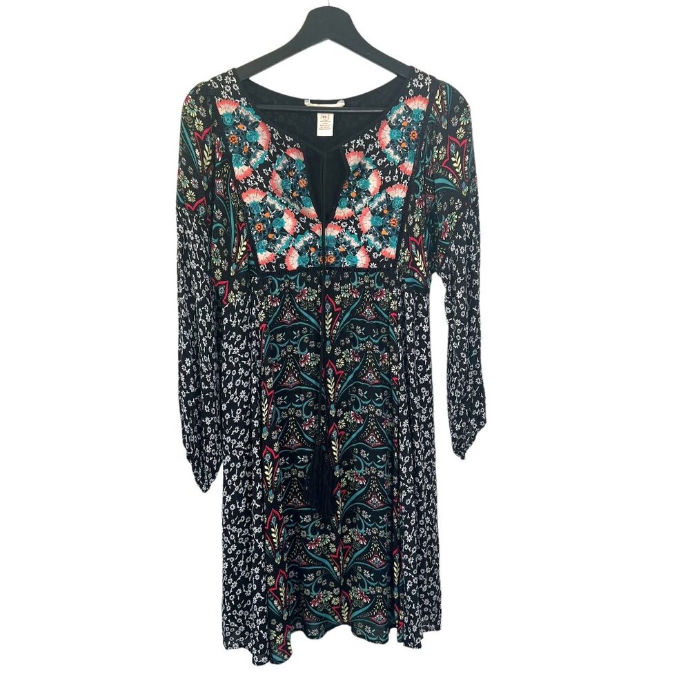 Sundance Black Chelsea Morning Long Sleeve Swing Knee Length Dress XS